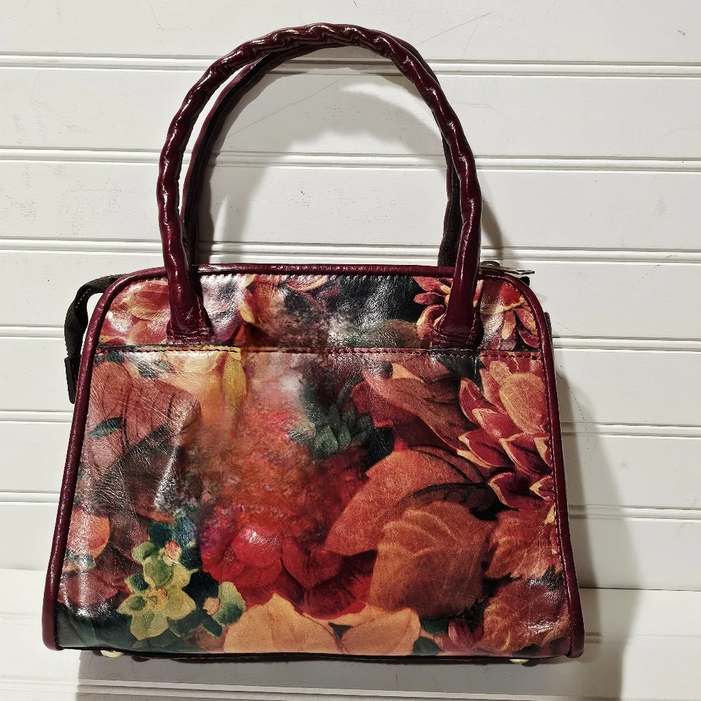 Patricia Nash Paris Leather Floral Crossbody Satchel - Picture 2 of 11